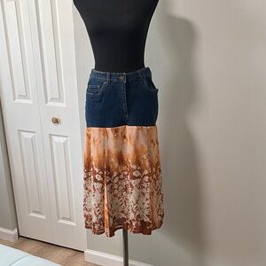 Susan Bristol Blue and Brown A-Line Skirt